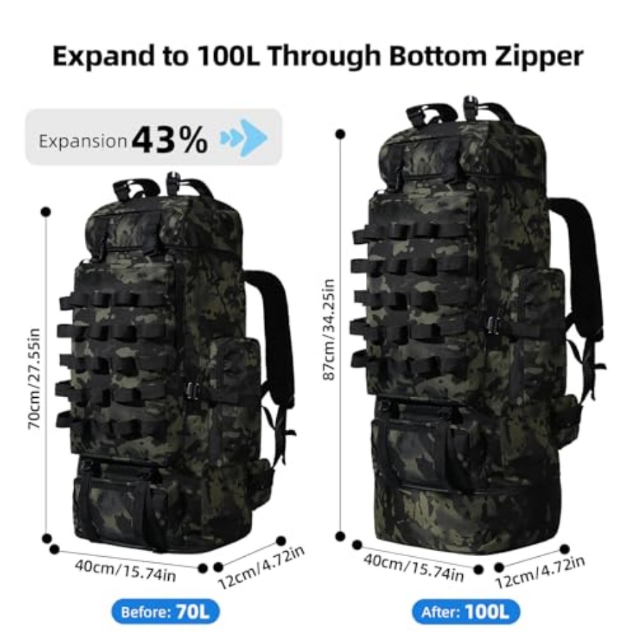 70L/100L Camping Hiking Backpa - Rain Cover Backpack のレビューと価格