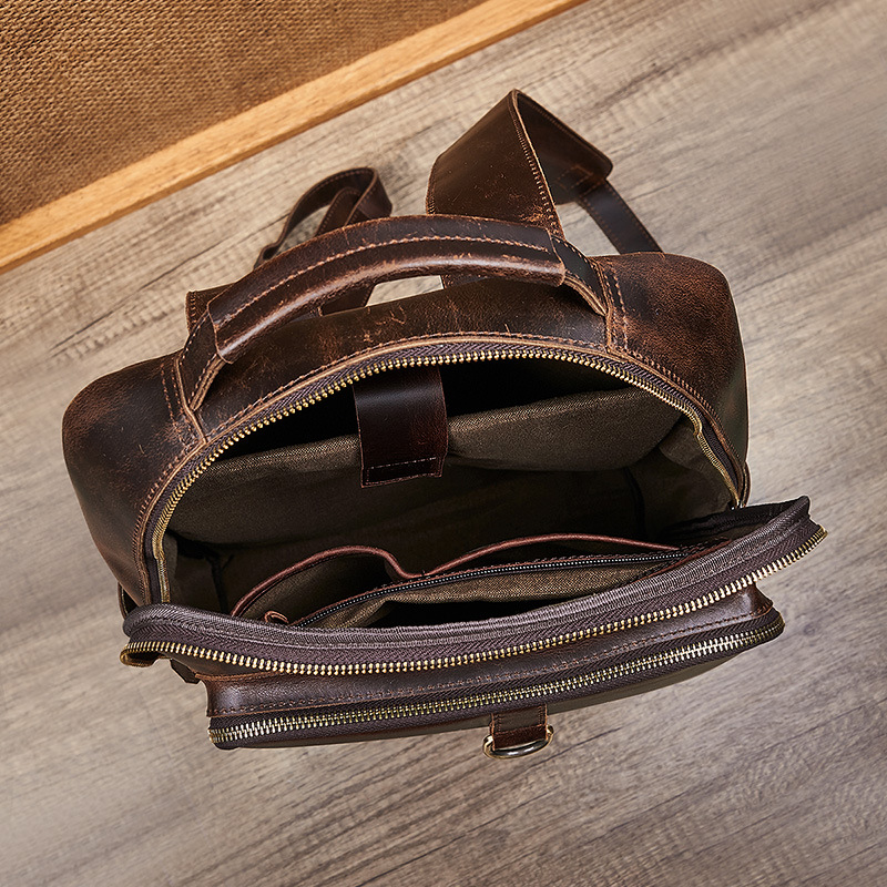 Men's Top Grain Waxed Leather  - Leather Backpack Vintage のレビューと価格