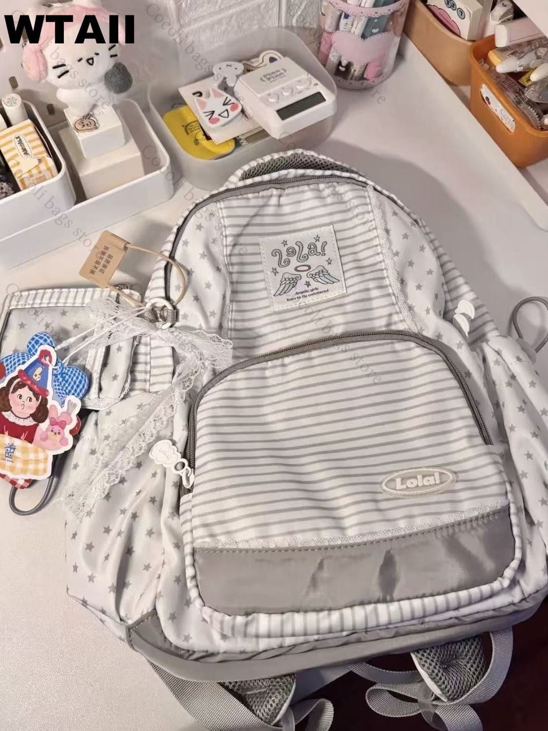 Fashion Striped Dot Decor Back - Fashion Backpack Women のレビューと価格