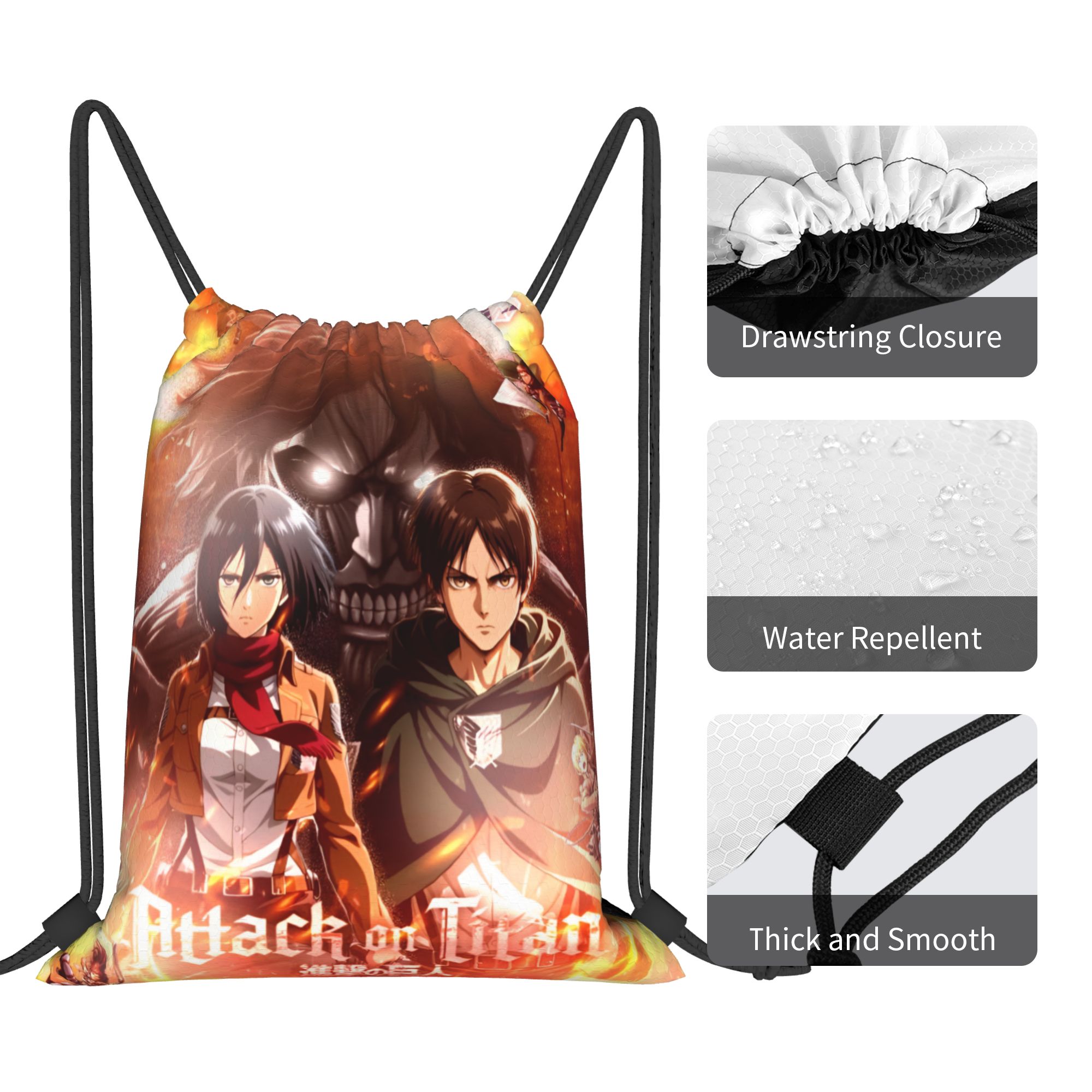 Custom Attacks on Titans Draws - Drawstring Gym Bag のレビューと価格