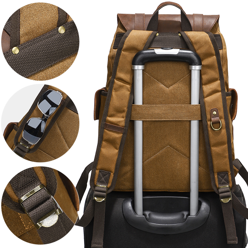 Men's Backpack Vintage Waxed C - Leather Backpack Vintage のレビューと価格