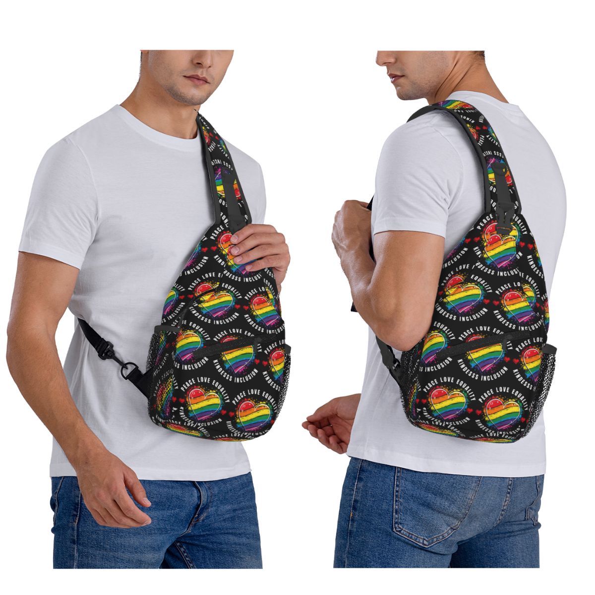 Inclusive Rainbow Printed LGBT - Sling Backpack Shoulder のレビューと価格