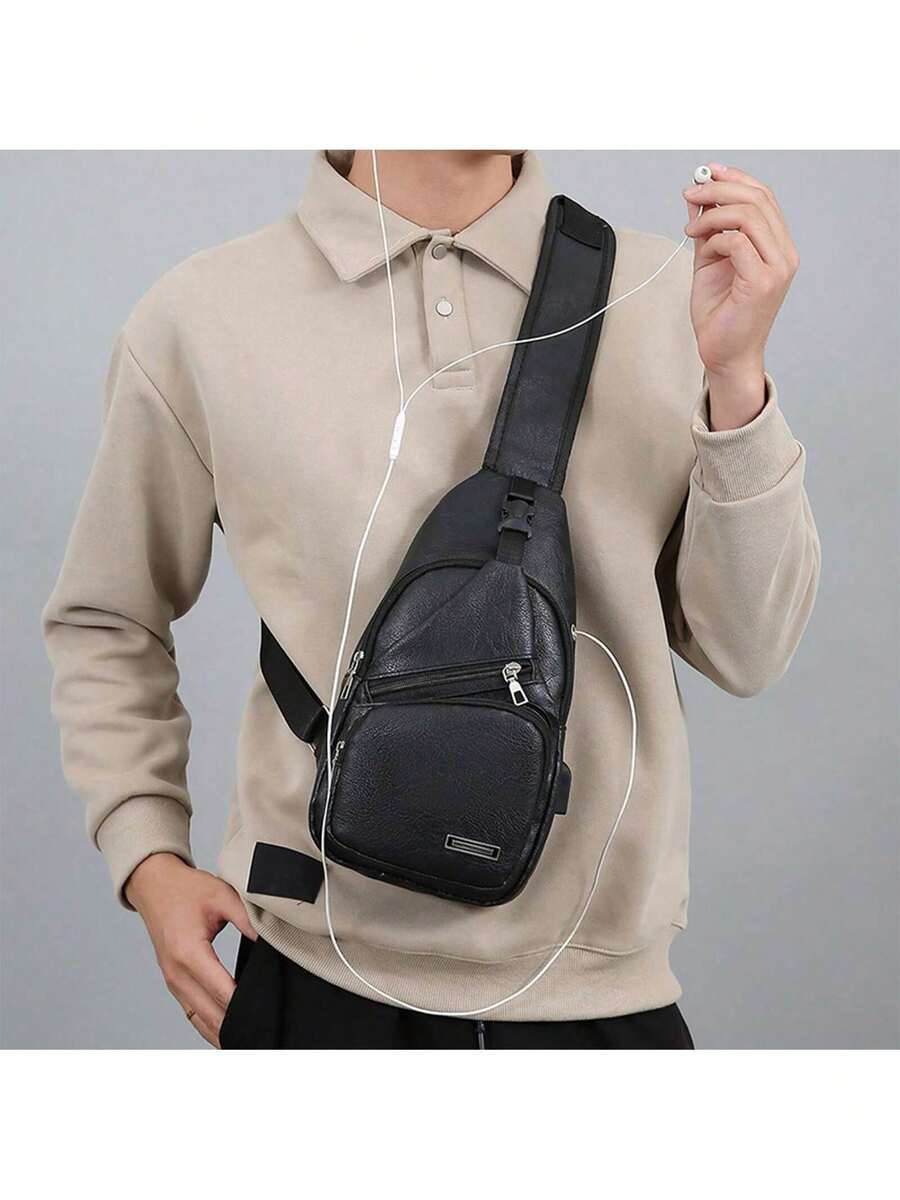 Mens PU Leather Sling Bag With - Sling Backpack Shoulder のレビューと価格