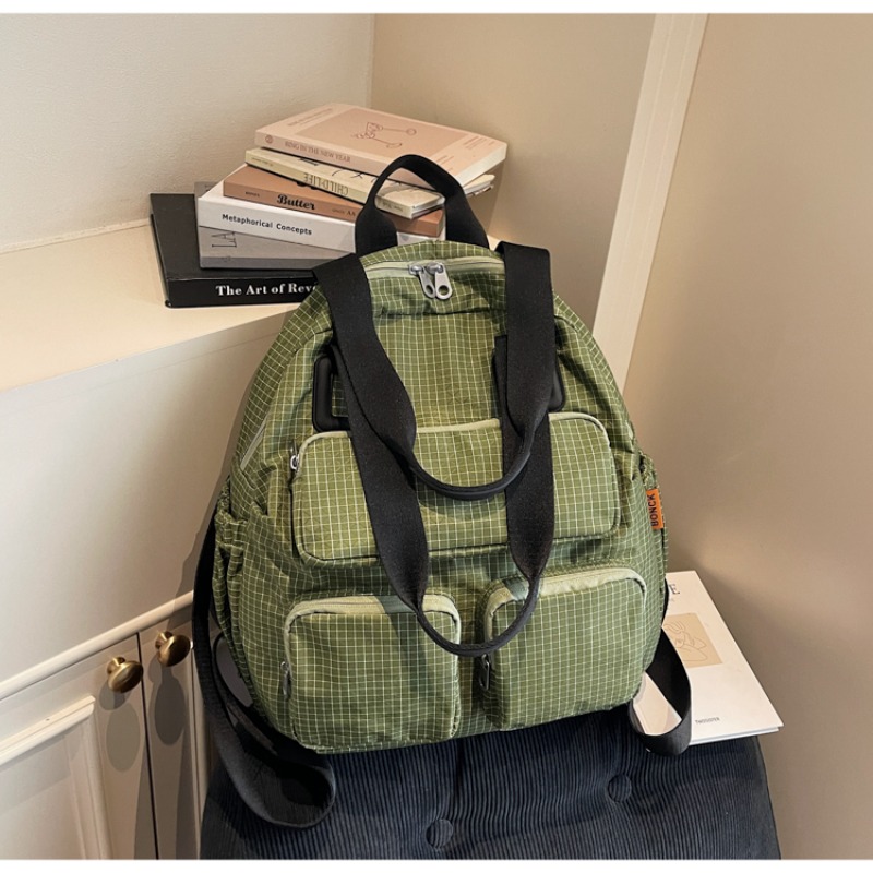 Multi-pocket Checkered Youth B - Canvas Backpack Casual のレビューと価格