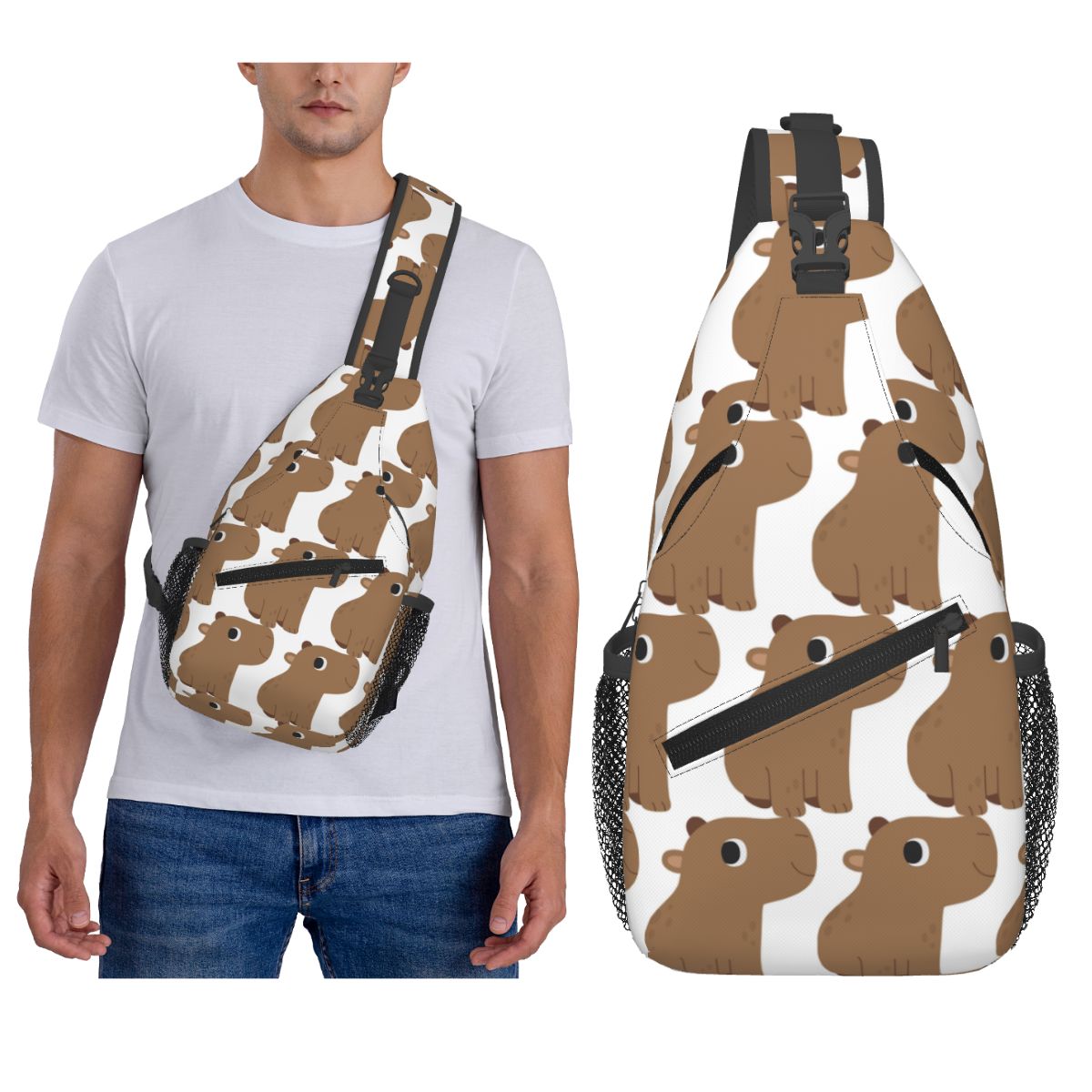 Cute Capybara Chest Bag Men Sl - Sling Backpack Shoulder のレビューと価格