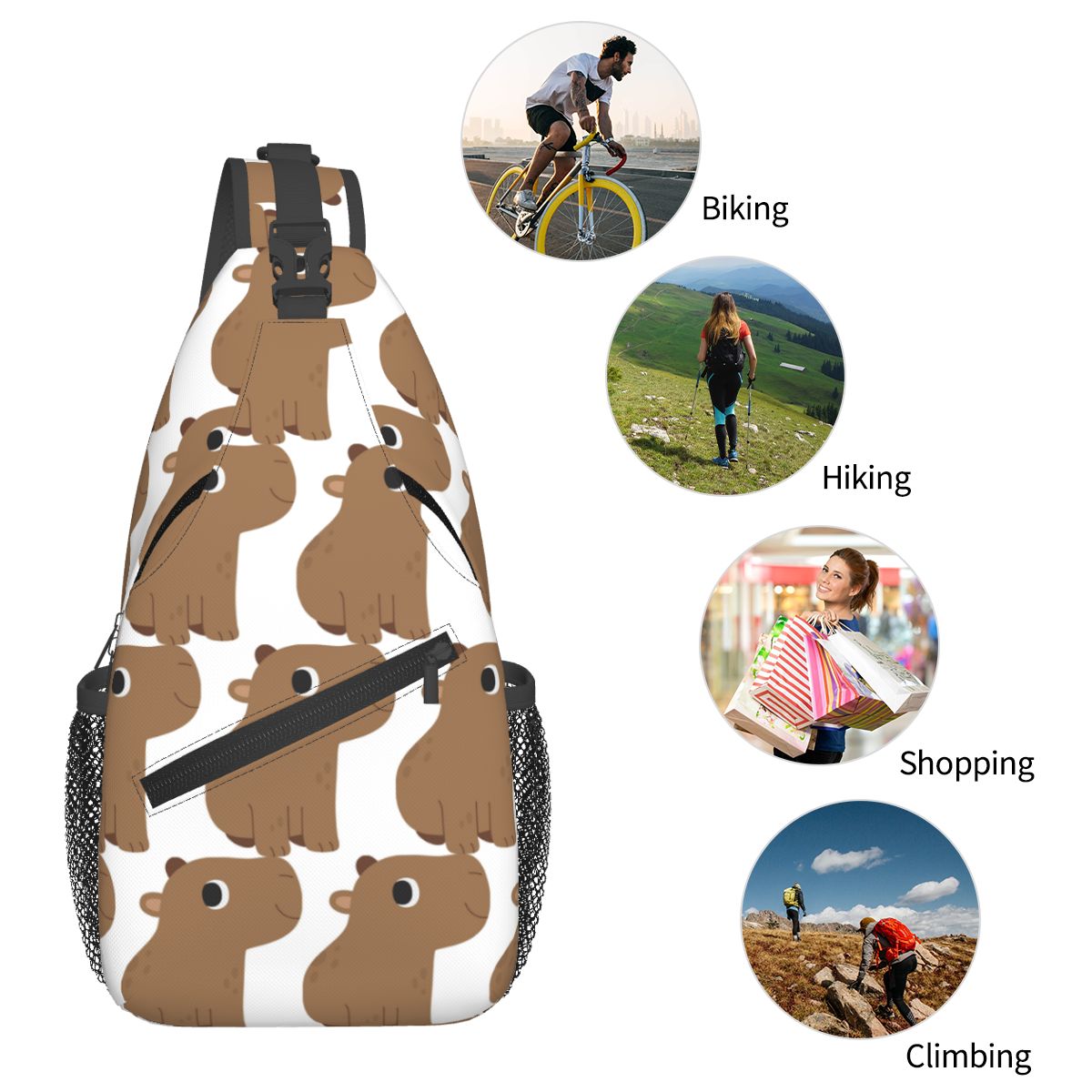 Cute Capybara Chest Bag Men Sl - Sling Backpack Shoulder のレビューと価格