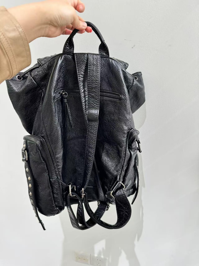 Gothic Punk PU Leather Shoulde - Leather Backpack Vintage のレビューと価格
