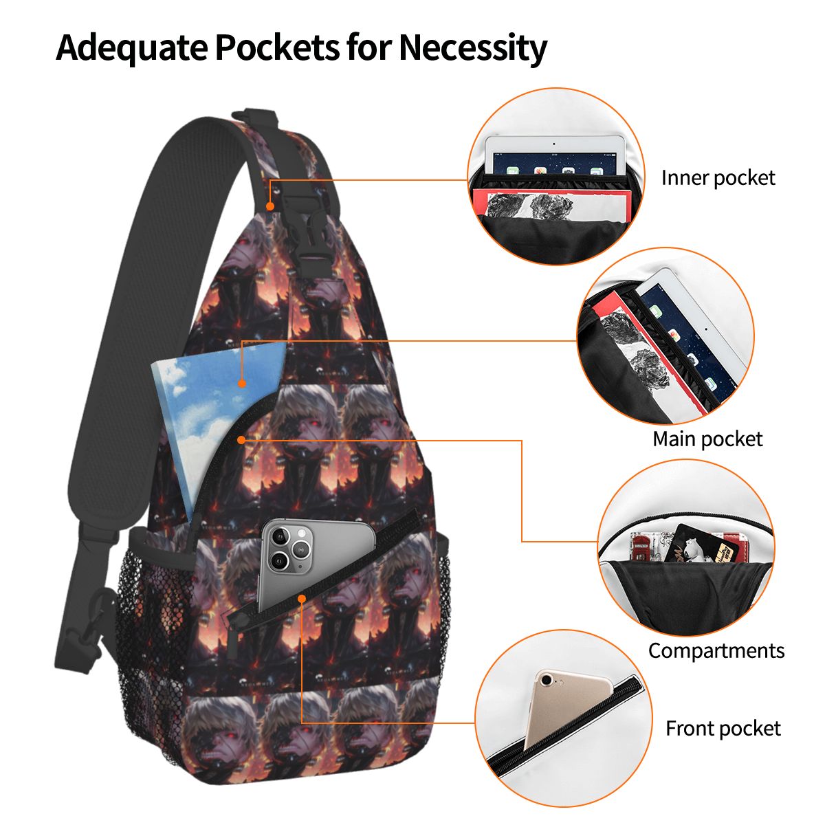 Anime Kaneki Ken Tokyo Ghoul J - Sling Backpack Shoulder のレビューと価格