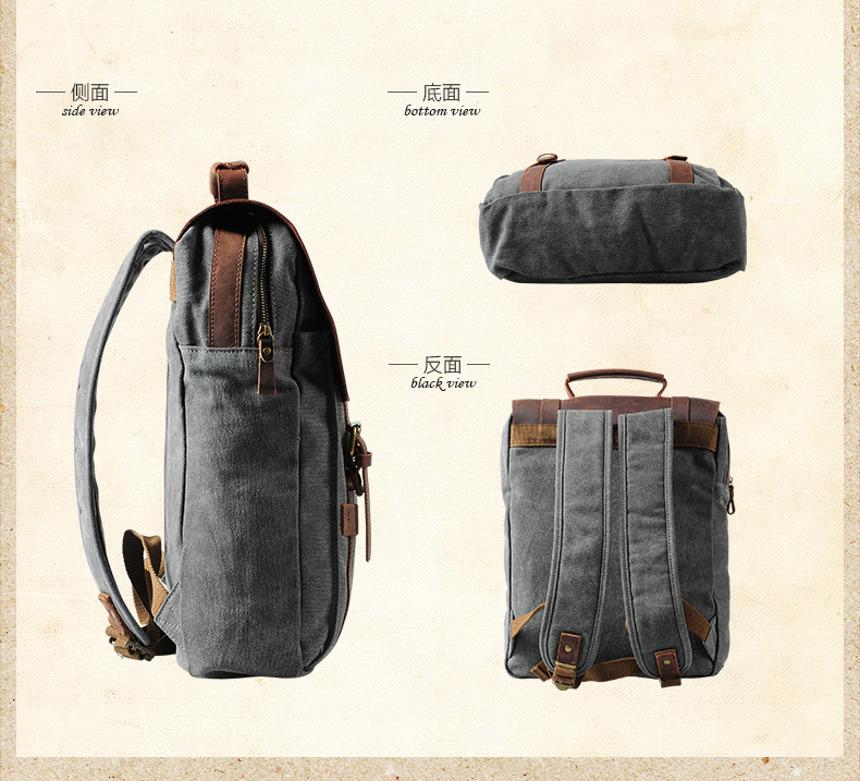 Fashion Male Backpack Leather  - Rucksack Military Style のレビューと価格