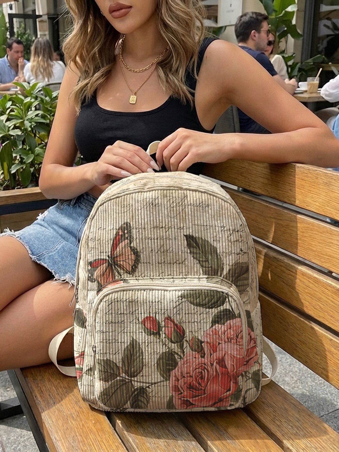 Vintage Roses & Butterfly Prin - Mini Backpack Purse のレビューと価格