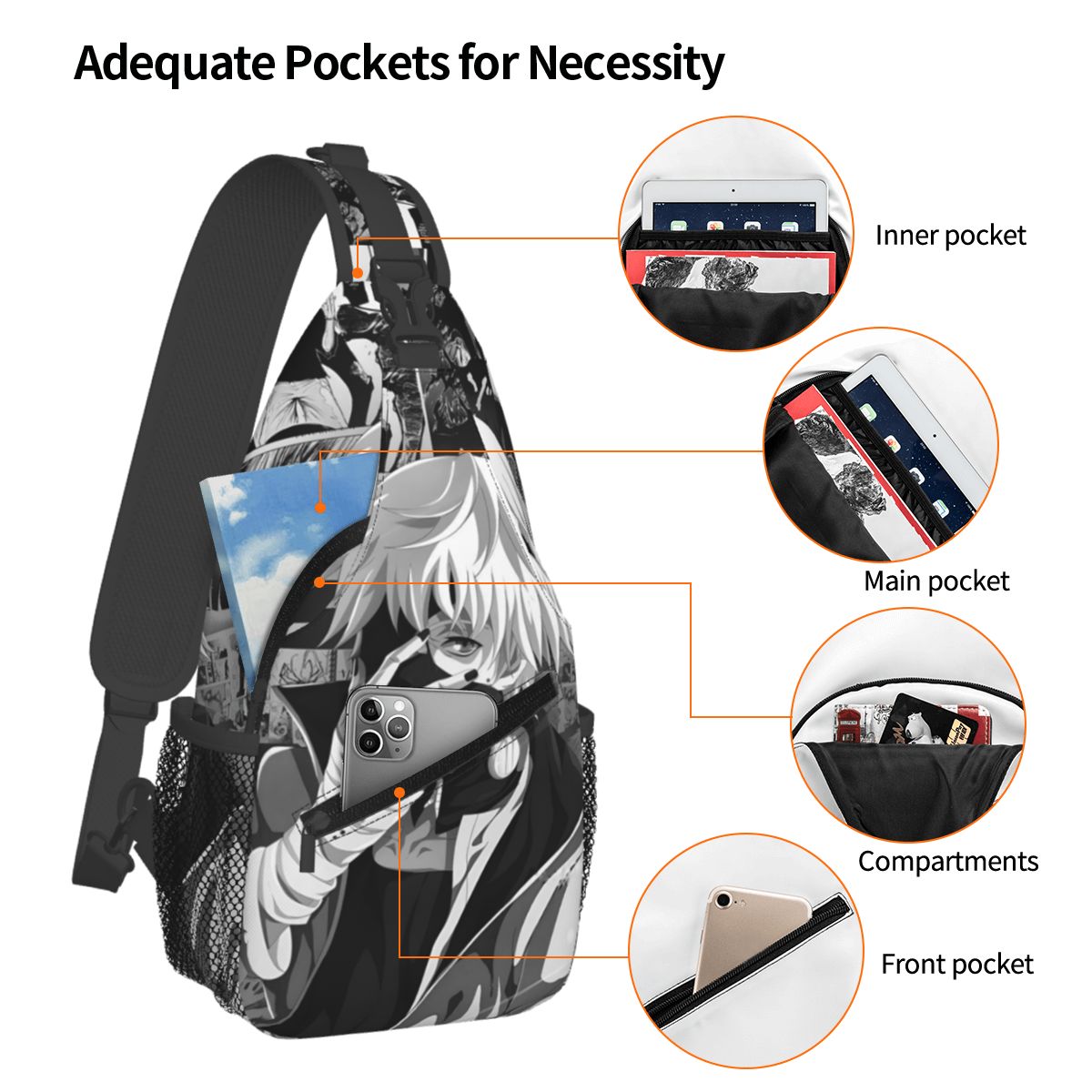 Anime Kaneki Ken Tokyo Ghoul J - Sling Backpack Shoulder のレビューと価格