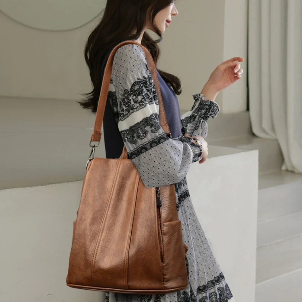 NEW Anti-theft Laptop Backpack - Leather Backpack Vintage のレビューと価格