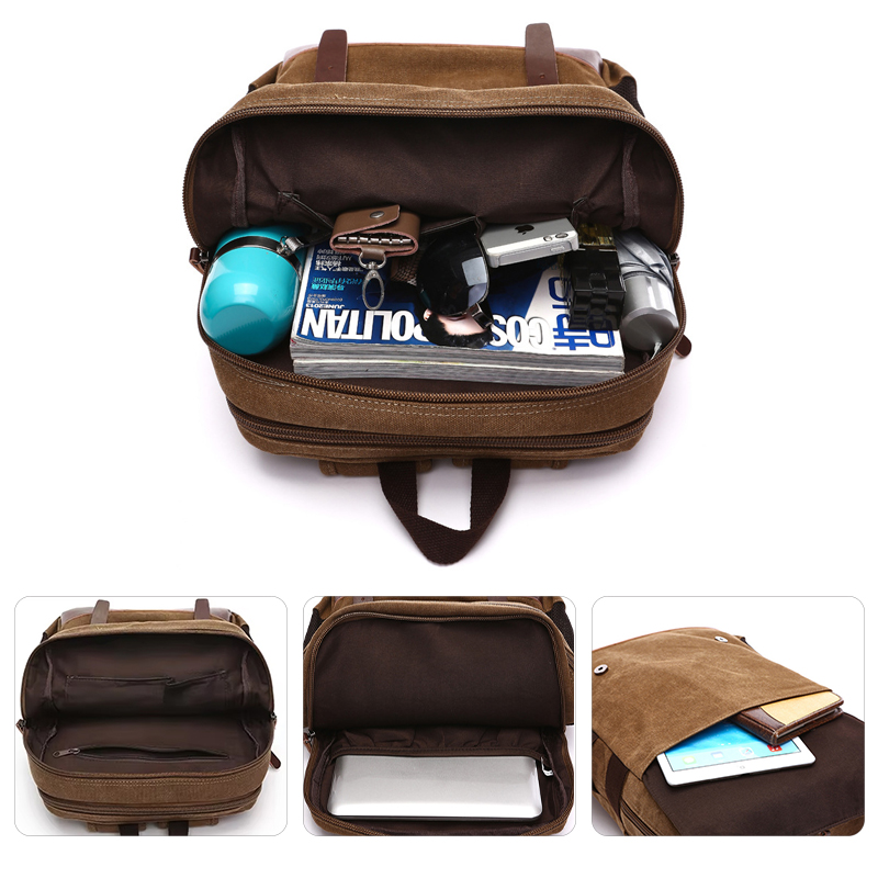 Mens Large Vintage Canvas Back - Laptop Backpack 15.6 のレビューと価格
