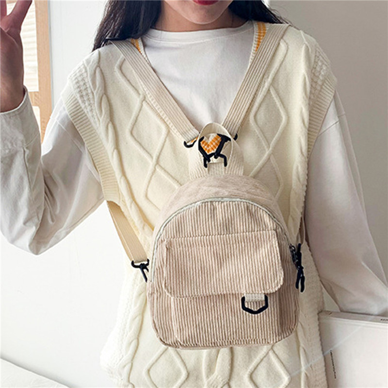 Solid Color Mini Backpack Cord - Fashion Backpack Women のレビューと価格