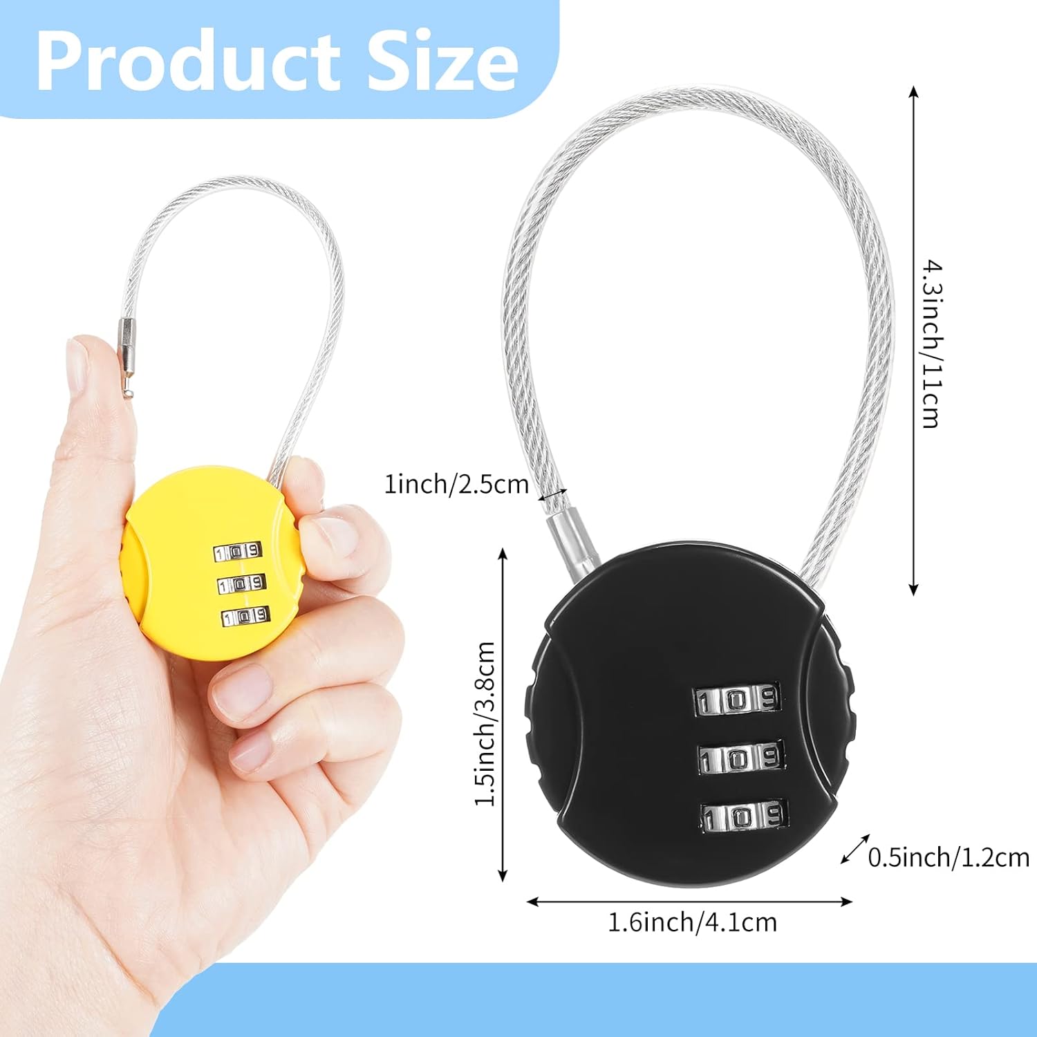 8 Pack Combination Wire Lock 3 - Backpack Lock Combo のレビューと価格