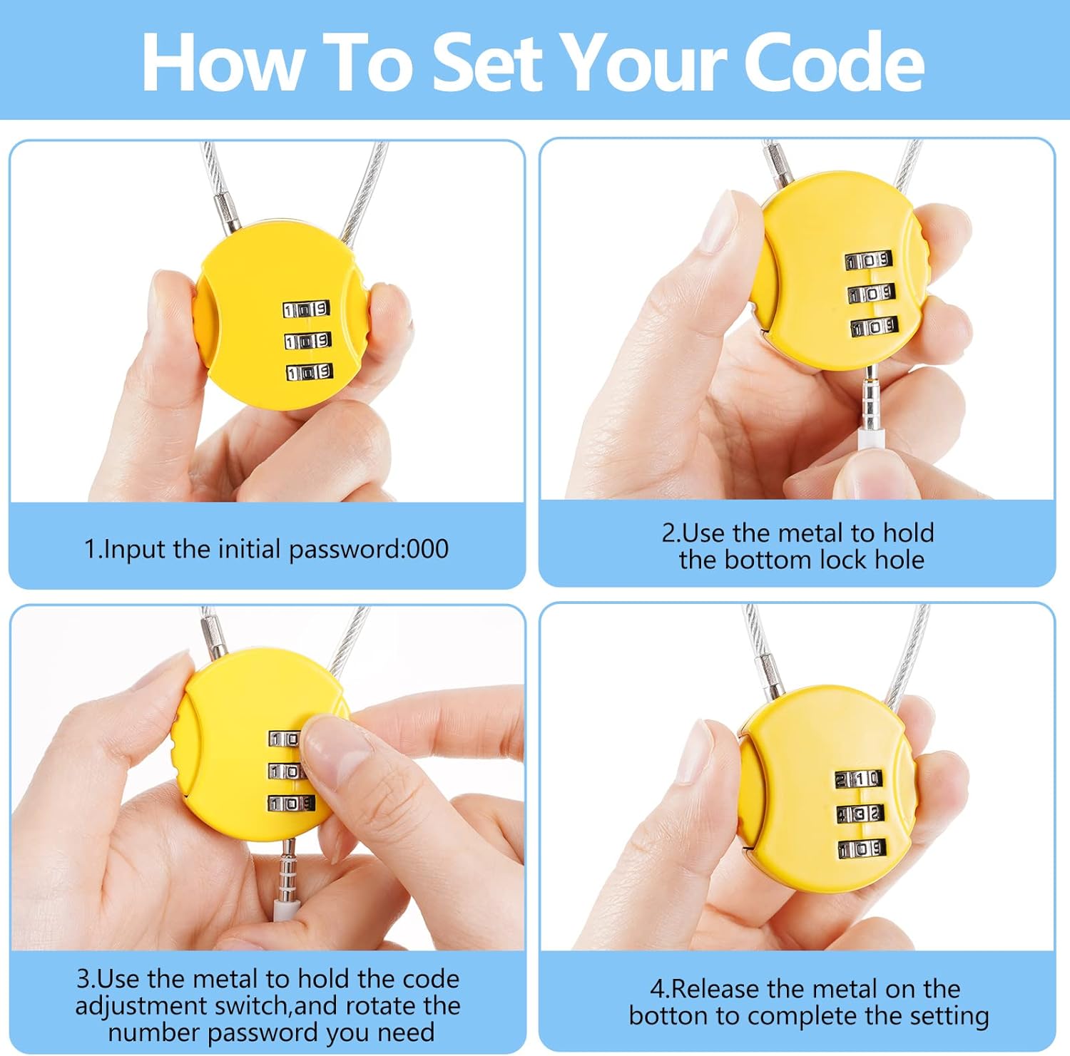 8 Pack Combination Wire Lock 3 - Backpack Lock Combo のレビューと価格