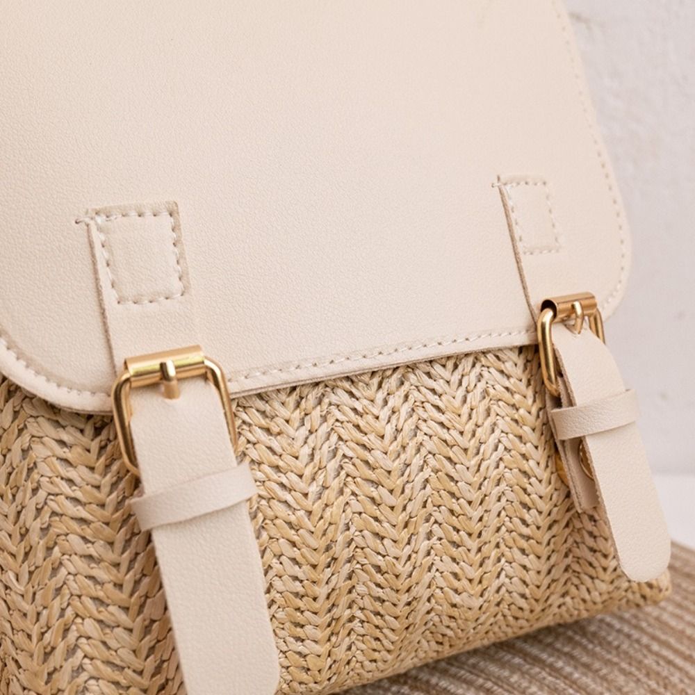 Fashion PU Leather Straw Backp - Leather Backpack Vintage のレビューと価格