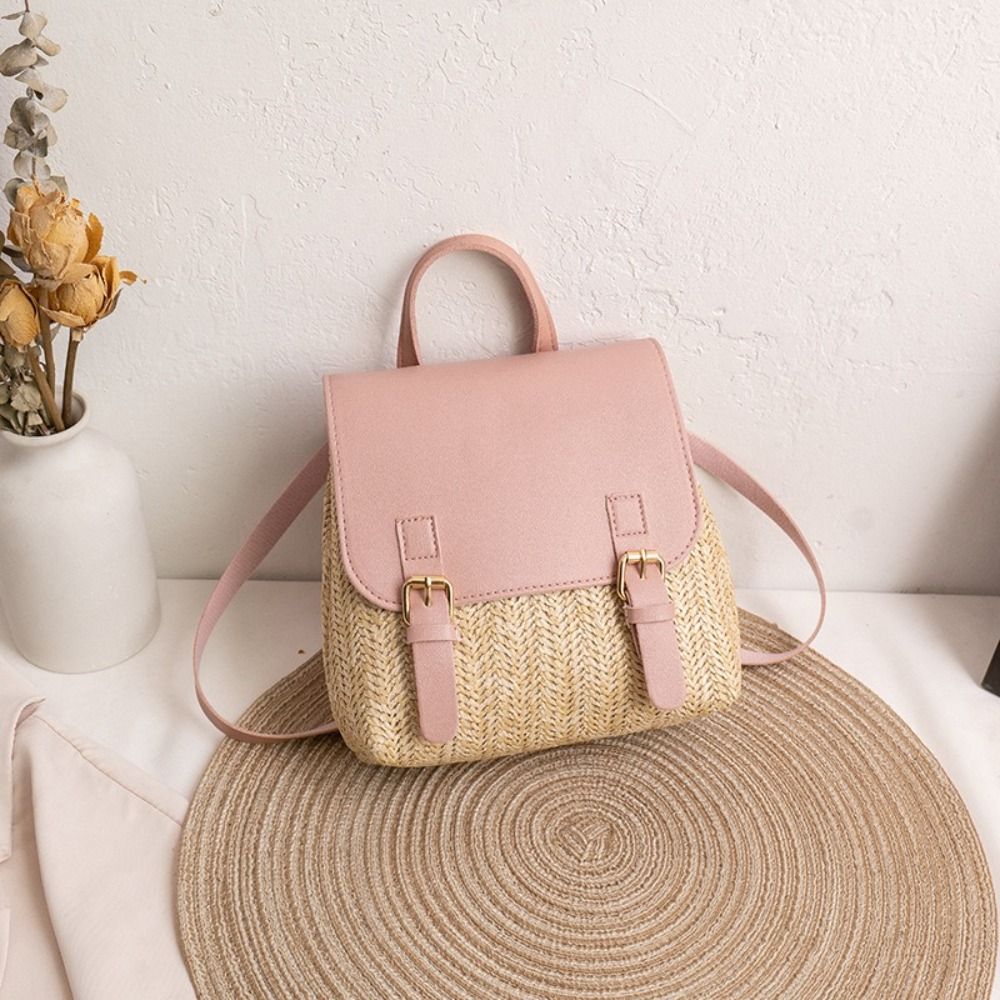 Fashion PU Leather Straw Backp - Leather Backpack Vintage のレビューと価格